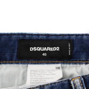 DSQUARED2 18SS ワッペンデザイン デニムパンツ ジーンズ ジーパン ボタンフライ ダメージ加工 46 S 青 ブルー S74LB0328