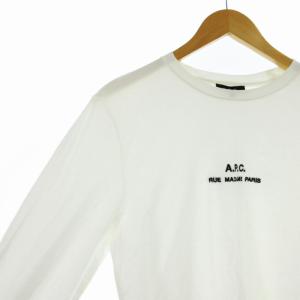 A.P.C. Tシャツ カットソー ロゴ プリント 長袖 S 白 ホワイト