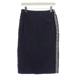 デニムスカート タイトスカート ミモレ丈 ボーダー フリル 36 S インディゴ BD2011-3H-52
