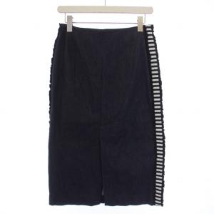 BORDERS at BALCONY デニムスカート タイトスカート ミモレ丈 ボーダー フリル 36 S インディゴ BD2011-3H-52