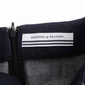 BORDERS at BALCONY デニムスカート タイトスカート ミモレ丈 ボーダー フリル 36 S インディゴ BD2011-3H-52