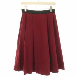 MARGARET HOWELL フレアスカート タック ひざ丈 ウール 1 S 赤 レッド