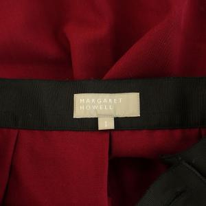 MARGARET HOWELL フレアスカート タック ひざ丈 ウール 1 S 赤 レッド