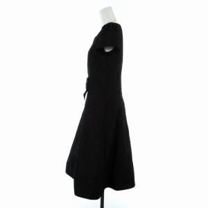 M'S GRACY フレアワンピース ミモレ ロング リボン柄 半袖 38 M 黒 ブラック ピンク