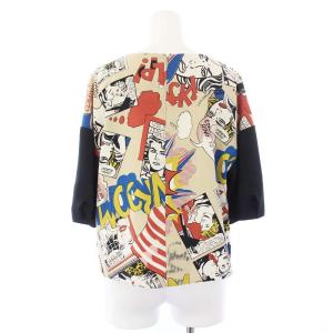 Lois CRAYON セットアップ 上下 ブラウス カットソー 半袖 フレアスカート ひざ丈 コミック柄 M ベージュ