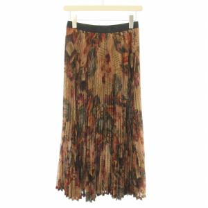 Lois CRAYON スカート ロング マキシ プリーツ イージー シフォン 花柄 M 茶 ブラウン 黒 ブラック