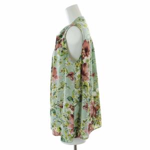 Lois CRAYON ボウタイブラウス シャツ ノースリーブ 花柄 M 緑 グリーン 赤 レッド