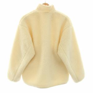 HELLY HANSEN ファイバーパイルサーモジャケット ボア アウター スタンドカラー ショート丈 切替 ロゴ 刺繍 ワンポイント S アイボリー