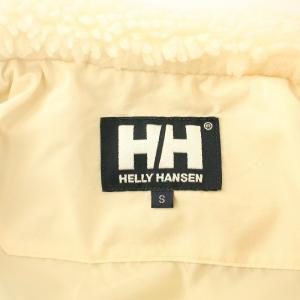 HELLY HANSEN ファイバーパイルサーモジャケット ボア アウター スタンドカラー ショート丈 切替 ロゴ 刺繍 ワンポイント S アイボリー