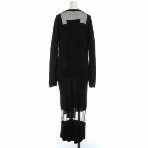 UN3D. カーディガン ニット ロング シアー シースルー 長袖 F 黒 ブラック