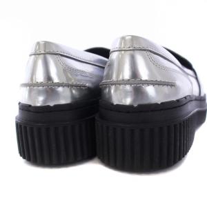 TOD'S コインローファー モカシン 厚底 レザー 37 24cm シルバー