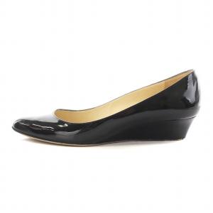 JIMMY CHOO パンプス アーモンドトゥ ウェッジソール エナメル 37 24.0cm 黒 ブラック