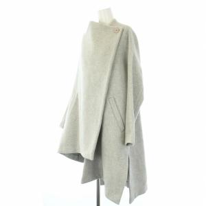 ENFOLD ラムウールストールコート ロング アウター アシンメトリー 36 S グレー 300AA230-2000