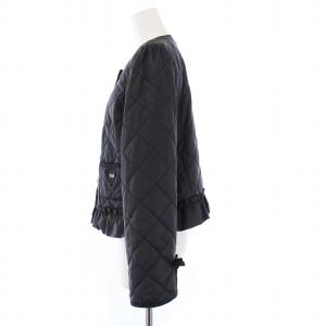 M'S GRACY パールボタン フリル キルティングジャケット 中綿 38 M 黒 ブラック CR-214506