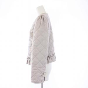 M'S GRACY パールボタン フリル キルティングジャケット 中綿 36 S グレー CR-214506