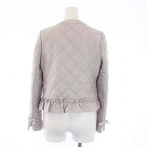 M'S GRACY パールボタン フリル キルティングジャケット 中綿 36 S グレー CR-214506