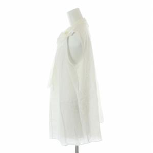 ANAYI 23SS タグ付き リネンライクビエラノースリーブボウタイブラウス シャツ 38 M 白 ホワイト