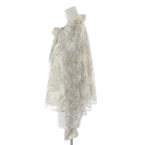 SNIDEL 22AW ボウタイブラウス シャツ 総レース フラワーモチーフ 長袖 F 白 ホワイト 黒 ブラック