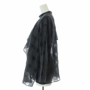 ADORE 23AW ハイツイストレイヤードブラウス プルオーバー 長袖 チェック アシンメトリー 38 M 黒 ブラック 5313210110