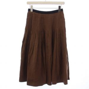 MARGARET HOWELL タックスカート フレアスカート ロング リネン 1 S 茶 ブラウン 578-8132031