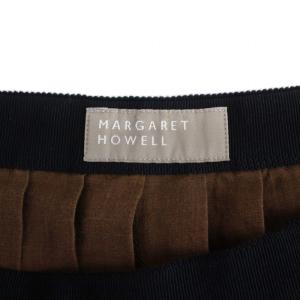 MARGARET HOWELL タックスカート フレアスカート ロング リネン 1 S 茶 ブラウン 578-8132031