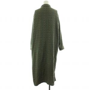 South2 West8 21AW シャツワンピース ロング丈 長袖 総柄 コットン 2 M 緑 グリーン