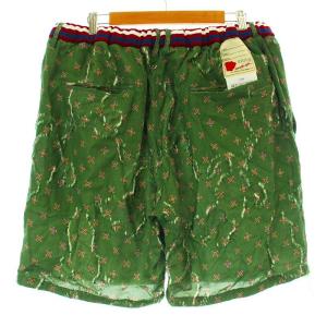 Seveskig S/SL Short Pants ショートパンツ ハーフパンツ 総柄 ジップフライ XL 緑 グリーン PT-SV-NSS-1009