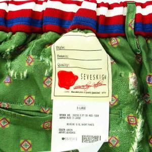 Seveskig S/SL Short Pants ショートパンツ ハーフパンツ 総柄 ジップフライ XL 緑 グリーン PT-SV-NSS-1009