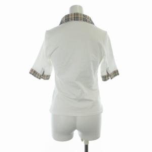 BURBERRY LONDON ポロシャツ ノバチェック ロゴ 刺繍 半袖 1 S 白 ホワイト ベージュ