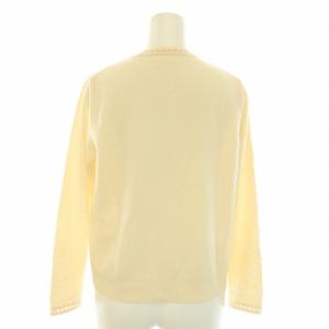 ANAYI 20SS ニットカーディガン ラウンドネック 長袖 パール装飾 ハイゲージ タグ付き ウール 2 M アイボリー