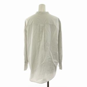23区 23AW シャツ ブラウス 袖ギャザー 長袖 バンドカラー M 白 ホワイト