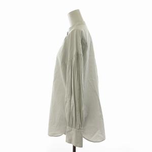 23区 23AW シャツ ブラウス 袖ギャザー 長袖 バンドカラー M 白 ホワイト