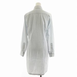 RALPH LAUREN シャツワンピース ボタンダウンシャツ ストライプ ミモレ ロング ポニー ロゴ刺繍 長袖 7 S 水色 ライトブルー 白 ホワイト