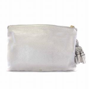 ANYA HINDMARCH スペースインベーダー クラッチバッグ セカンドバッグ ポーチ レザー シルバー