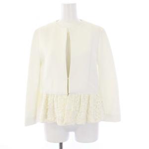 裾レース ノーカラージャケット 38 M 白 ホワイト YCJ-117-027 /KH