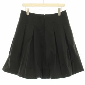 TO BE CHIC バルーンスカート フレア タック ひざ丈 ビース 装飾 44 XL 大きいサイズ 黒 ブラック