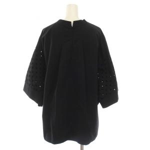 ADORE 20SS セットアップ 上下 バスケットエンブロイダリーブラウス 七分袖 スカート ひざ丈 38 M 黒 ブラック