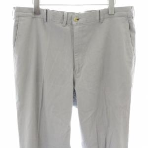 Papas チノパン テーパードパンツ 麻 リネン混 センタープレス 裏地チェック 54 XL 青 ブルー