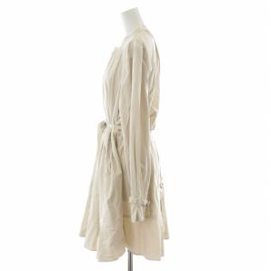 TO BE CHIC ノーカラージャケット ロング ジップアップ ギャザー タック リボン 44 XL ベージュ