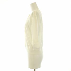 TO BE CHIC ニットカーディガン 五分袖 クルーネック 薄手 44 XL 大きいサイズ 白 ホワイト