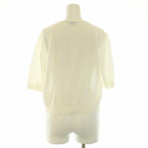 TO BE CHIC ニットカーディガン 五分袖 クルーネック 薄手 44 XL 大きいサイズ 白 ホワイト