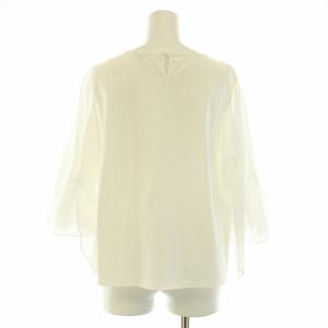 TO BE CHIC カットソー 七分袖 クルーネック ストレッチ シアー シースルー 切替 44 XL 大きいサイズ 白 ホワイト