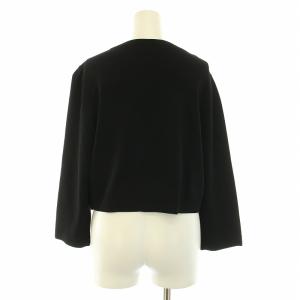 TO BE CHIC ニットカーディガン 長袖 クルーネック ストレッチ ショート丈 V 黒 ブラック