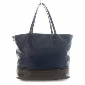 トートバッグ レザー バイカラー 紺 ネイビー ダークブラウン（2024/09