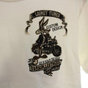 vanson Leathers Tシャツ カットソー 刺繍 ワッペン クルーネック 半袖 S 白 ホワイト