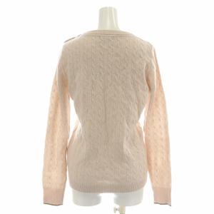 BURBERRY BLUE LABEL ケーブルニット セーター 長袖 クルーネック ロゴ刺繍 肩ボタン カシミヤ混 38 M ベージュ