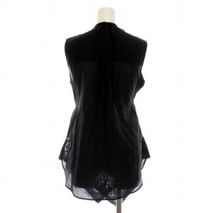 Diagram GRACE CONTINENTAL 23SS 刺繍スカーフヘムブラウス バンドカラー シャツ レース ノースリーブ 36 S 黒 ブラック