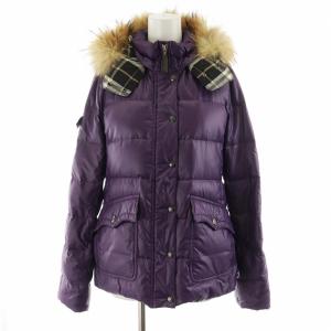 BURBERRY BLUE LABEL ダウンジャケット フード ファー アウター 40 M 紫 パープル