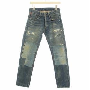 DENIM & SUPPLY RALPH LAUREN デニムパンツ ジーンズ ボタンフライ ストレート リペア加工 ダメージ加工 W27 L32 S インディゴ