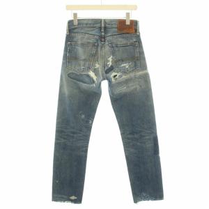 DENIM & SUPPLY RALPH LAUREN デニムパンツ ジーンズ ボタンフライ ストレート リペア加工 ダメージ加工 W27 L32 S インディゴ